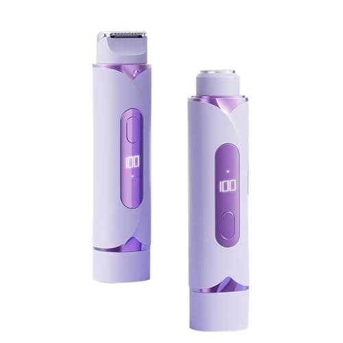 Electric Shaver for Women, 2-in-1 Ladies Shaver & Facial Hair Remover with Smart LED Display, Rechargeable Painless Bikini Trimmer & Body Razor for Face, Legs, Underarms, Travel Size (Lilac)
