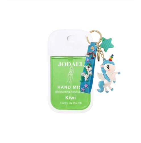 Alcohol-Free Hand Sanitizer Spray for Kids – Gentle Daily Use for Boys & Girls, Travel Friendly Clip-On Bottle with 3D Keychain for School, Playground, Home & Travel 45ml (Blue unicorn)