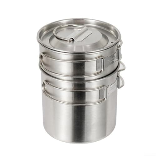 HaloModora Two piece camping pot foldable design made of 304 stainless steel, perfect for travel, mountain climbing, and outdoor cooking use