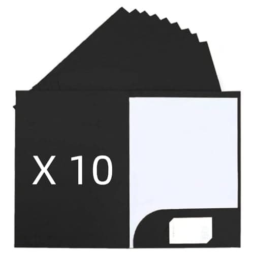 DZOZO 10Pcs A4 Insert Presentation Folder - Letter Size Business Report Holder, Kraft Black Cardboard Office Project File for Single Sheet Documents