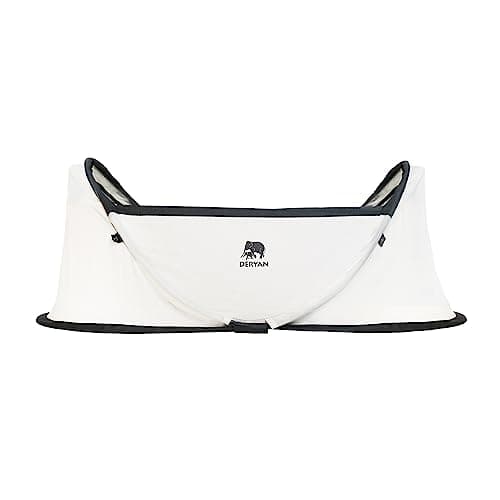 DERYAN Infant Baby Bed - Pop Up Travel Bed - from birth to 1.5 years - Light & Compact - Set up within 2 seconds - incl. Mosquito Net & Travel Bag - 98x60x32cm (Cream)