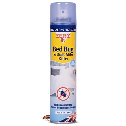 Zero In Bed Bug & Dust Mite Killer – Bed Bug Spray for Mattress, Bed Frames & Furnishings - Fast-Acting Aerosol Surface Treatment for Immediate Results - Prevents Allergies - 300ml