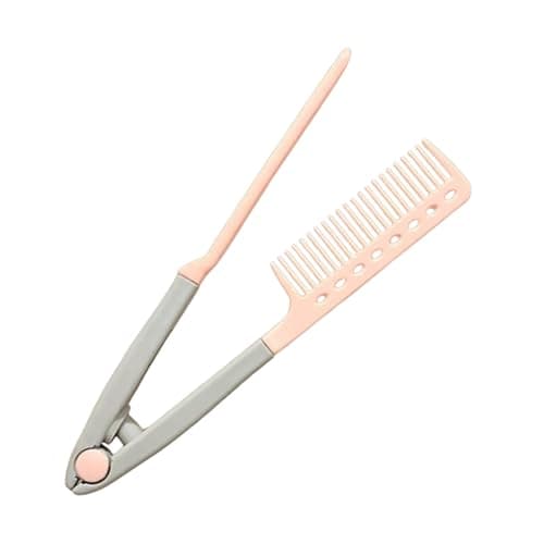 Heat-resistant V Hair Styling Comb, v shaped Hair Straightening Comb For Flat Iron, Professional Smoothing Grooming Brush For Home Travel Road Trip Vacation Dating Commuting