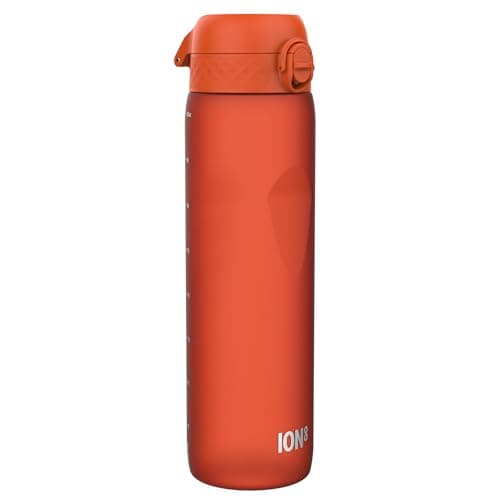 ION8 1 Litre Water Bottle, Leak Proof, Flip Lid, Carry Handle, Rapid Hydration, Dishwasher Safe, BPA Free, Contoured Grip, Ideal for Travel, Gym & Activity, Carbon Neutral Recyclon,32oz, Hearty Orange