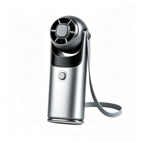 Portable Handheld Fan with Turbo Cooling,10H Cooling Mini Neck Fan,180° Rotatable Turbo Fan with Holder Lanyard,USB Rechargeable,Power LED Display,1-100 Speed Scroll Wheel,for Travel, Outdoor,Silver