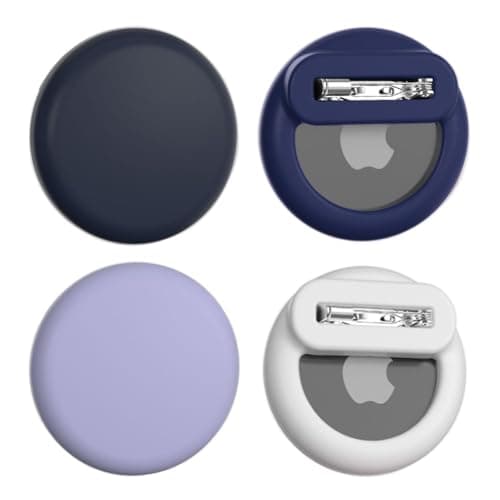 Alsukeay 4 Pack Holder for AirTag Kids Hidden Silicone Case Cover with Safety Pins for Children Elderly Pets Backpack Luggage (4 Colors) (Black/Blue/White/Purple)