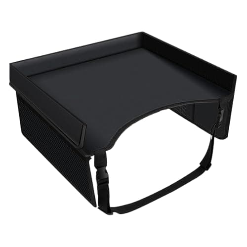 Car Seat Travel Tray Foldable Lap Adjustable Straps Pockets