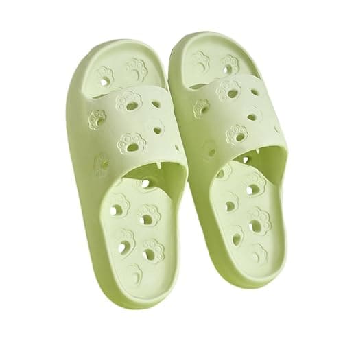 Quick-Dry Slip On Water Shoes for Men Women, Lightweight Mesh Pool Slippers with Drainage Holes for Beach Shower Bathroom, Non-Slip Indoor Outdoor Aqua Socks (Green, 6)