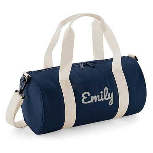 Always Looking Good Personalised Name Design Barrel Bag for Boys & Girls, 12L Durable Training Holdall Bag, 20x20x40cm Stylish Storage for Sports & Travel Gear - Navy