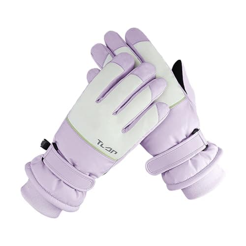 Andiker Ski Gloves Women, Warm Windproof Waterproof Thermal Glove with Thick Plush Lining Simple Stylish Winter Gloves for Women Skiing Hiking Cycling (Purple)