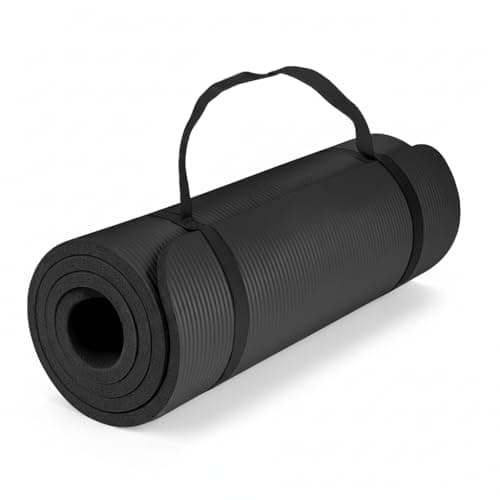 HAADi Yoga Mat Unisex Non-Slip Thick Foam Exercise Mat 10mm with Carry Strap (Black)