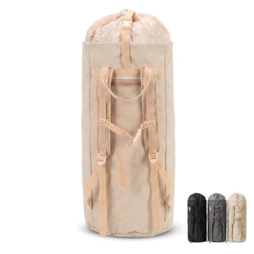 THRYZZLE Backpack Laundry Bag - 115L Large Heavy Duty College Laundry Bag, Dirty Clothes Carrier with Shoulder Straps, Laundry Hamper with Drawstring Closure for College Dorms, and Apartments (Beige)