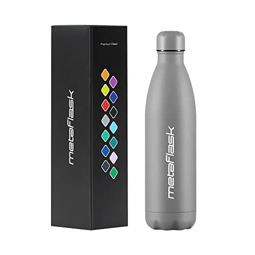 MetaFlask Water Bottle, Insulated Stainless Steel Water Bottle | 12 Hour Hot & 24 Hour Cold | Ideal for Gym, Yoga, Cycling | Leak-Proof (Grey, 500ml)