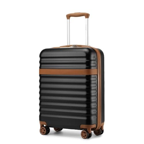 Kono 55x40x20cm Cabin Suitcase 20 Inch Carry On Luggage (Black/Brown)