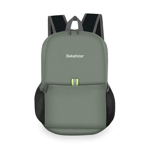 Bekahizar Small Rucksack 15L Packable Backpack Hiking Daypack Foldable Day Bag For Men Women Teens Travel Camping City Walking Mountaineering Climbing (Grey Green)
