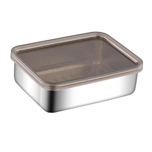 PIXZCSA Reusable Food Container Fresh Keeping Box With Lid Fridge Organization Travel Preservation Container Fridge Organizer Stackable Family Car Trips, Silver, 13.3x10x4cm