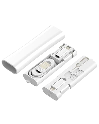 Travel Gadgets (5in1) Cable USB Adapter Storage 60W Charging USB C 27W Lightning for iPhone 17 16 15 14 Pro Max Data Micro USB Multi Kit Mobile Case Bag Box Card Keyring Organiser Multifunctional Set