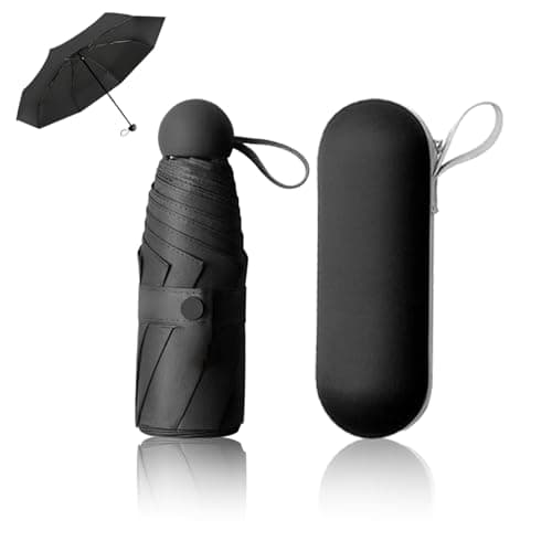 ACETEND Mini Folding Travel Umbrella, Windproof and Sun Anti-UV, Dual Purpose Compact Umbrella,Small for Handbag with Storage Box,for Men Women Teens & Kids
