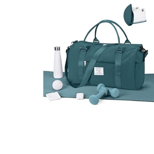 WEPLAN Gym Bag Womens Men Sports Fitness Bags Weekend Overnight Bag Travel Duffle Bags for Women with Shoes Compartment Wet Pocket,Holdall Hospital for Swimming Carry on Hand Luggag,A7-Peacock Blue