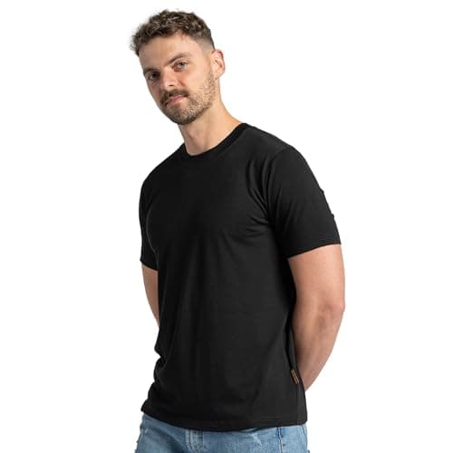 menique 100% Merino Shirt Mens Short Sleeve T Shirt, Lightweight Thermal Top Men, Base Layer, Wicking Breathable Undershirt Top, Crew Neck Tee for Outdoor Travel & Hiking, Black, XL