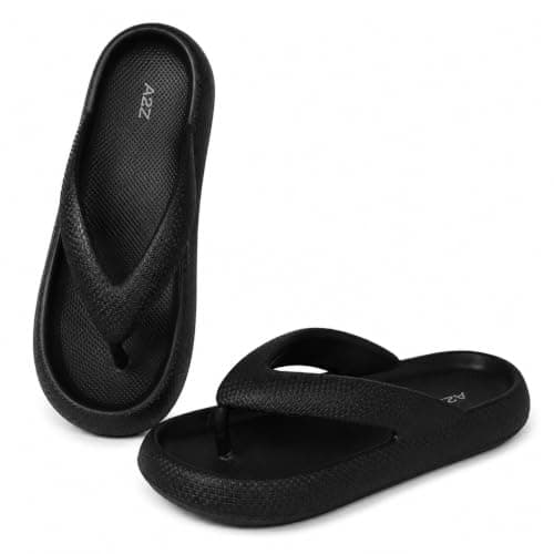A2Z Women EVA Flip Flops Lightweight - Slider LDS 1304 Black 7/8 UK