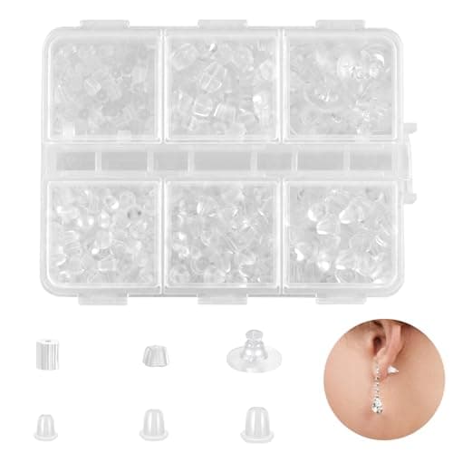 600Pcs Silicone Earring Backs, 6 Styles Soft Clear Earring Backs for Studs Hooks Heavy Earrings Hypoallergenic Secure Fit Rubber for Droopy Ears and Daily Use
