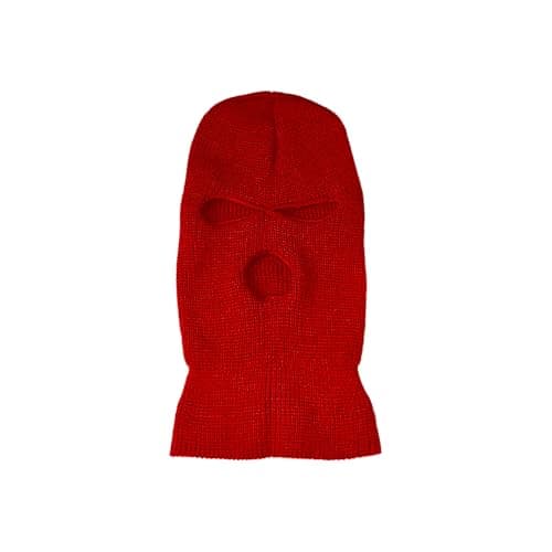 Hopzab Balaclava 3 Hole Full Face Mask Winter Knit Head Cover Windproof Warm Beanie Cap Hats for Winter Outdoor Sports Activities,Motorcycle Bike Hunting Cycling Cap Ski (Red)