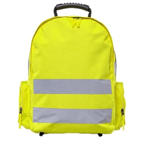 High Visibility Reflective Safety Backpack – Hi Vis Rucksack with Reflective Strips,Waterproof Lightweight & Durable – Ideal for Work, Cycling, School, Outdoor Use (Yellow With Stripes)