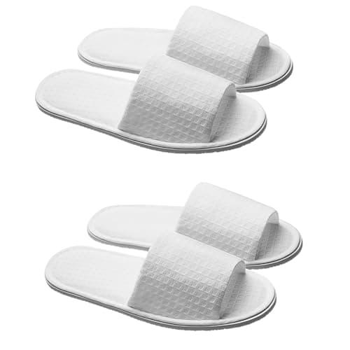 ASTRQLE 2 Pairs White Waffle Spa Slippers Open Toe Disposable Hotel Slippers for Men Women Non Slip Travel Slipper for Party Home Hotel Use