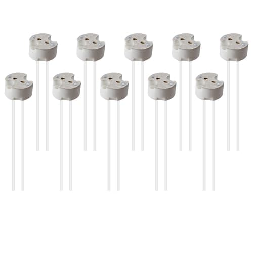 10 Pack MR16 GU5.3 G4 G6.35 GU4 Lamp Sockets for LED & Halogen Bulbs, Ceramic Base Light Socket Holders for LED and Halogen Bulbs Heat Resistant Wires Low Voltage Bulb Holder Fittings