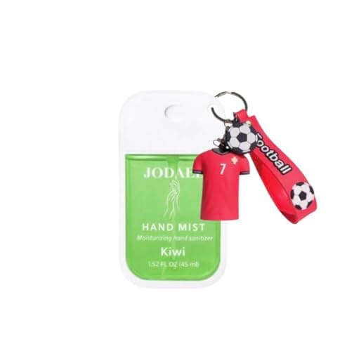 Alcohol-Free Hand Sanitizer Spray for Kids – Gentle Daily Use for Boys & Girls, Travel Friendly Clip-On Bottle with 3D Keychain for School, Playground, Home & Travel 45ml (Red jersey)