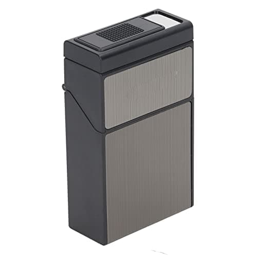 Dilwe Metal Cigarette Case 20 Pack with USB Charger (Black Brushed)