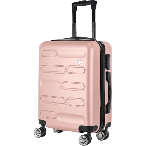 SA Products Cabin Suitcase - 34L Carry On Hard Shell Bag 55x40x20 Rose Gold