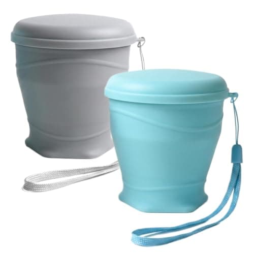 Zirax 2 Pcs Collapsible Cup, 260ML Silicone Foldable Travel Mug with Lid, Portable Reusable Camping Cups for Hot Drinks, Pocket Size Water Cup for Outdoor Hiking, Picnic & Commuting