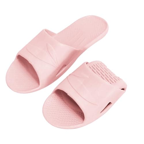 EQLEF Hotel Slippers, Plastic Portable Travel Slippers Anti-slip Foldable Shower Slipper for Hotel Bathroom Spa (Pink, UK Footwear Size System, Adult, Women, Numeric Range, Medium, 5, 6)