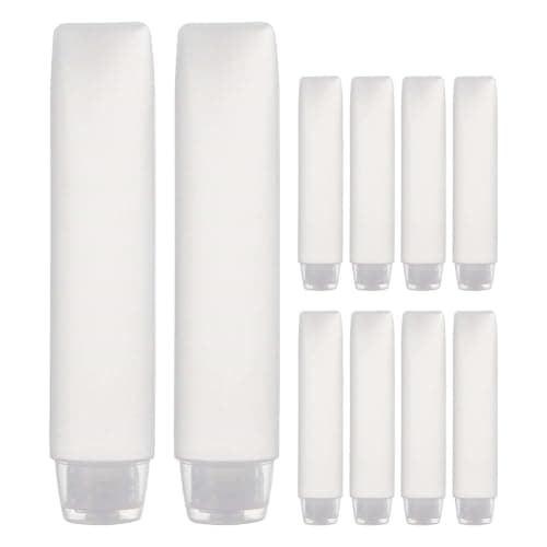 10pcs Plastic Squeeze Travel Bottle Set for Creams and Lotions White