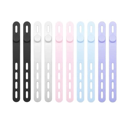 Silicone Cord Ties - Reusable Cable Straps 10 Pack, Wire Organizer for Charging Cables | Desk Car Home Office Travel Electronics Headphones Earbuds Phone Charger Management