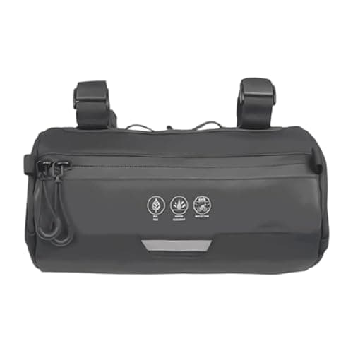 Bike Handlebar Bag, Waterproof Front Storage Pouch, 2L Cycling Carry Case, Compact Frame Mounted Organizer, Nylon Shoulder Strap Bicycle Accessory with Quick Release Mount 9.06x4.33 inches