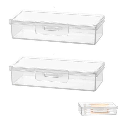 2 Pack Cotton Bud Holder,Portable Plastic Cotton Buds Dispenser Travel Case