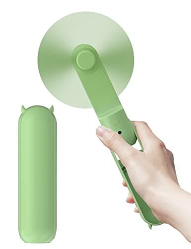 LETSCOL Portable Handheld Fan, Mini Pocket Hand Fan, Foldable Personal Desk Fan with Power Bank, USB Rechargeable Fan for Makeup Home Travel Outdoor (Green)