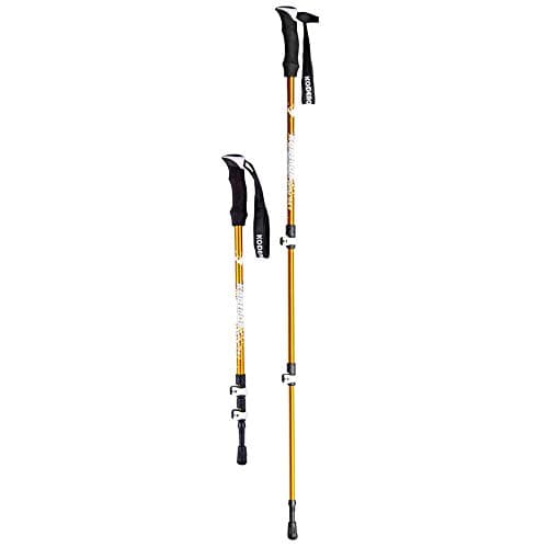 Nordic Walking Trekking Poles 2 Pack With 7075 Aluminum Alloy Lock Ultra Light Ultra Short Shock Absorber EVA Handle For Hiking, Camping, Mountaining, Walking, yellow