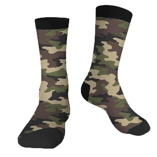 Muntayson Camouflage Texture Athletic Cushioned Crew Socks Cushioned Crew Socks with Arch Compression Secure Fit Women Men