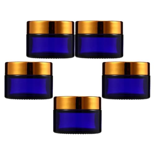 50g Blue Glass Cream Jar 5 Pack Refillable Cosmetics Container