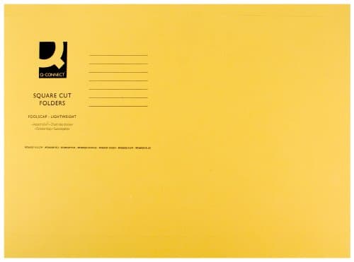 Q-Connect Square Cut Folder Lightweight 180gsm Foolscap Yellow (Pack of 100)