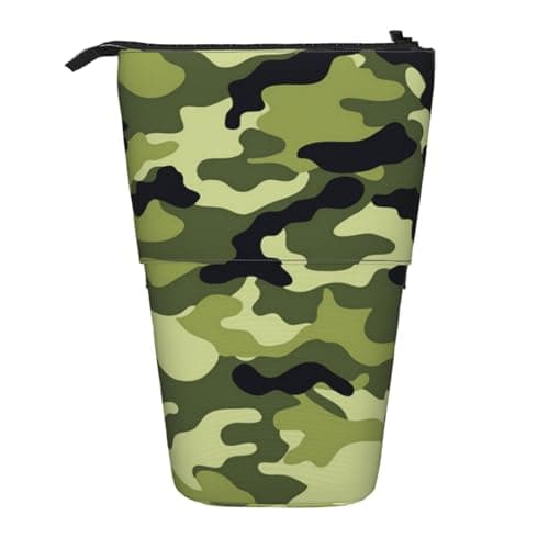 FFSHKOWE Camo Green Telescopic Pencil Case Adjustable Pen Pouch Organizer