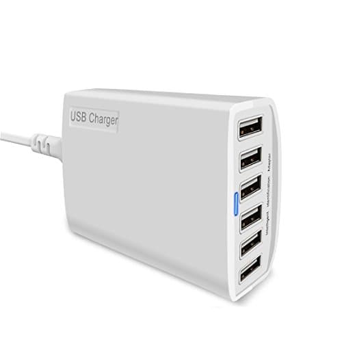 60W Multiport USB Charger Station 6-port Multi-Port Desktop USB Charging Hub High Speed Travel Wall Charger with iSmart Technology for Smartphone Tablets and More
