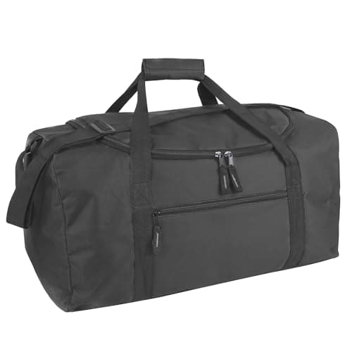 20 Inch, 40 Liter Duffel Bag for Men, Women, Teens – Travel Weekender Overnight Carry-on Shoulder Duffel Tote Bag (Black)