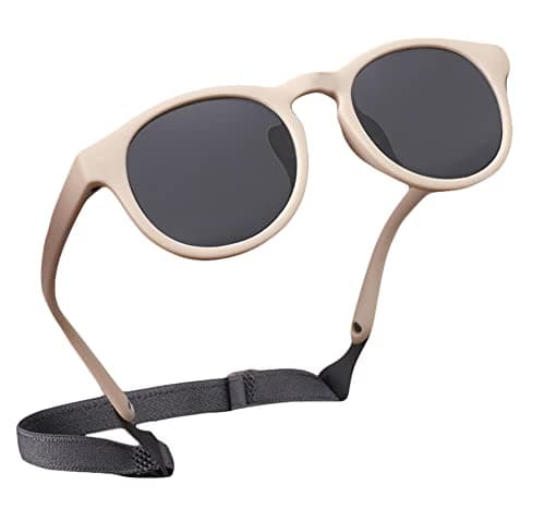 Cysocool Polarized Baby Sunglasses With Strap, 0-36 Months Toddler Anti UV 400 Sun Protection Flexible Frame Shatterproof Glasses Shades Kids Wrap Sunglasses