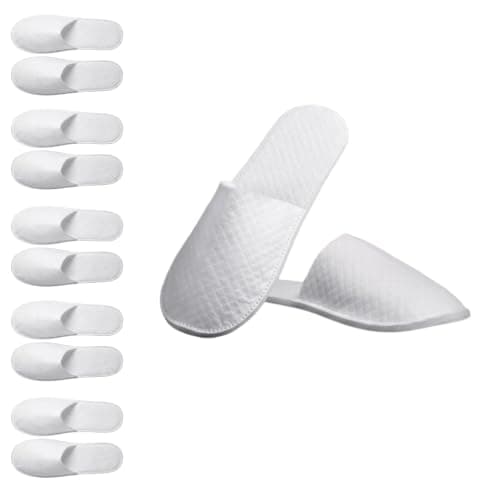 GXWzhanbo 6 Pairs White Disposable Hotel Shower Slippers Multipack, Indoor Footwear for Travel Spa Hospital Bathroom