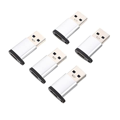 Gatuida 5 Pack USB-C to USB Adapter, USB 3.0 A Male to Type-C Female Converter, 10Gbps Data Transfer, Heat Dissipation, for Power Bank and Car Charger